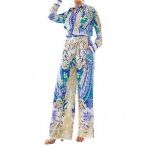 NEW HER BOTTARI women's shirts with wide pants set in purple